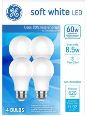 GE 93131063 LED Light Bulb, General-Purpose, A19 Lamp, 60 W Equivalent, E26 Medium Lamp Base, Non-Dimmable