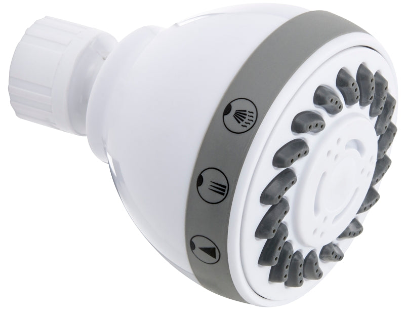 Plumb Pak K704WH Shower Head, Round, 1.8 gpm, 3-Spray Function, 2.7 in Dia