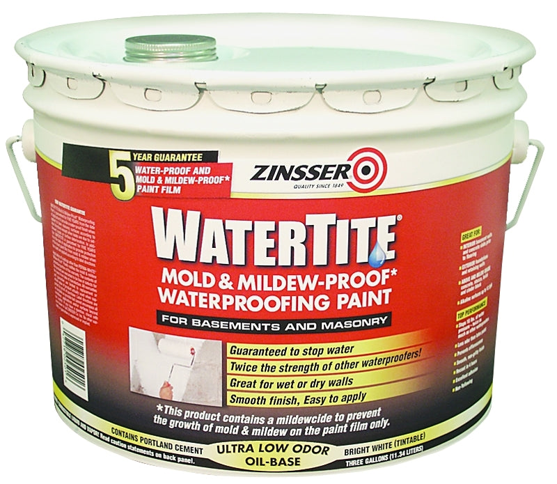ZINSSER WATERTITE Mold & Mildew-Proof 5003 Waterproofing Paint, White, 3 gal Pail
