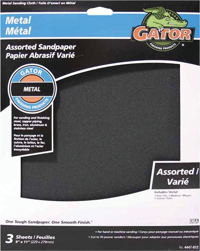 Gator 4447-012 Sanding Sheet, 11 in L, 9 in W, Emery Abrasive