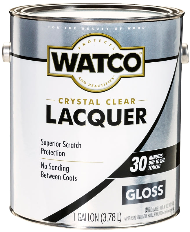 Watco 63031 Lacquer Clear Wood Finish, Gloss, Liquid, Clear, 1 gal, Can