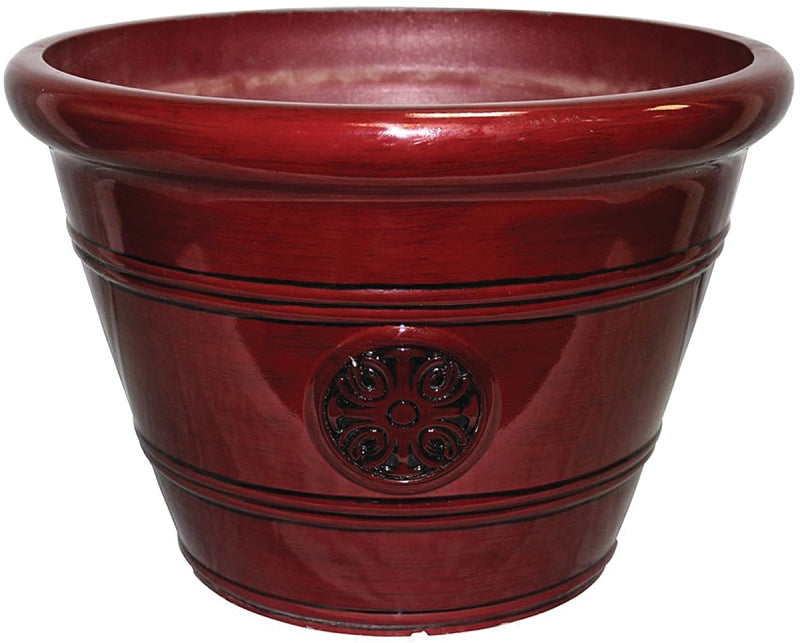 Southern Patio HDP-019299 Modesto Planter, 12 in W, 12 in D, Vinyl, Oxblood