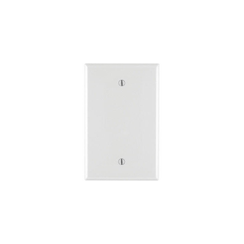 Leviton PJ13-W Blank Wallplate, 3-1/8 in L, 4-7/8 in W, 1/4 in Thick, 1 -Gang, Nylon, White, Box Mounting