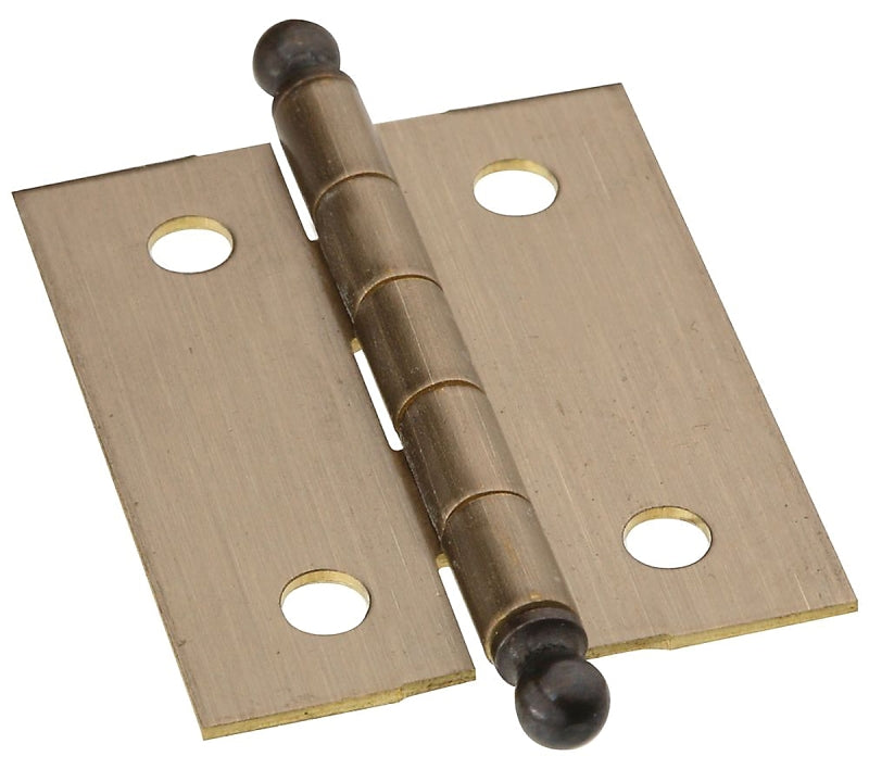National Hardware N213-538 Decorative Hinge, 1-1/2 in H Door Leaf, 0.04 in Thick Door Leaf, Brass, Antique Brass, 5 lb