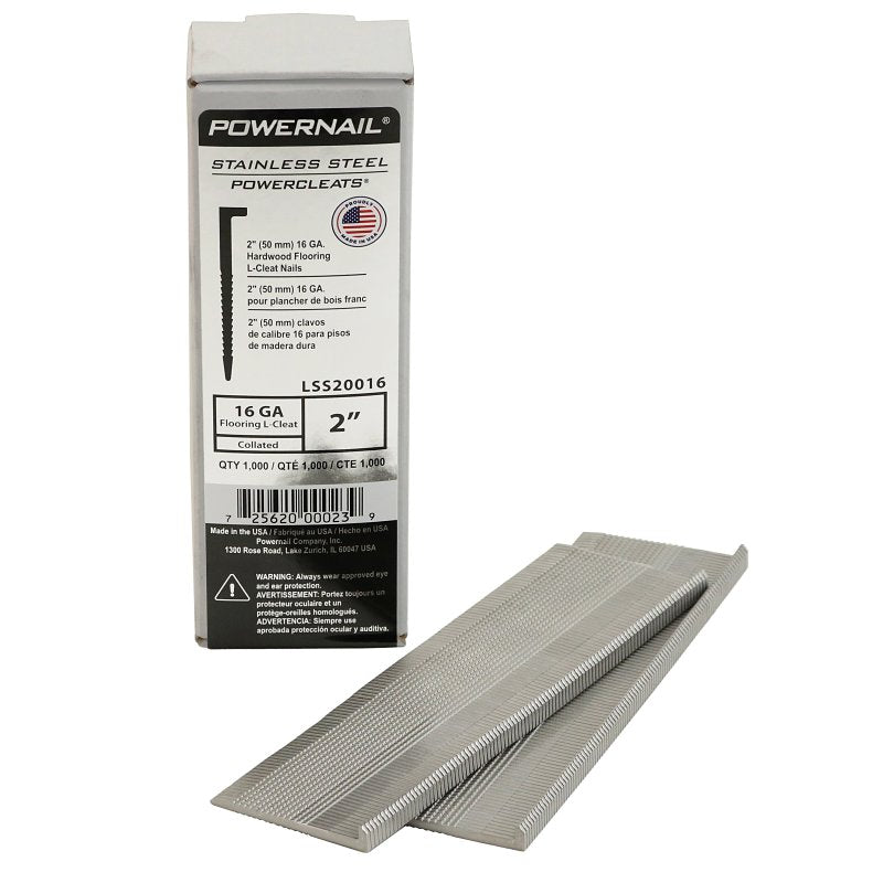 Powernail LSS20016 Flooring Nail, 2 in L, 16 ga Gauge, Stainless Steel, Chromium Nickel