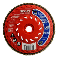 Diablo DCX045060B01F Flap Disc, 4-1/2 in Dia, 5/8-11 Arbor, 60 Grit, Coarse, Zirconium Abrasive