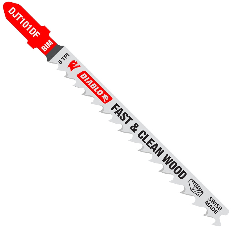 Diablo DJT101DF5 Jig Saw Blade, 4 in L, 6 TPI, Bi-Metal Cutting Edge