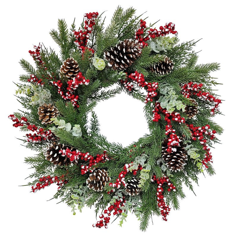 Puleo Asia Limited 312-4461-W24 Classic Snowy Wreath, 88 Tips, 24 in