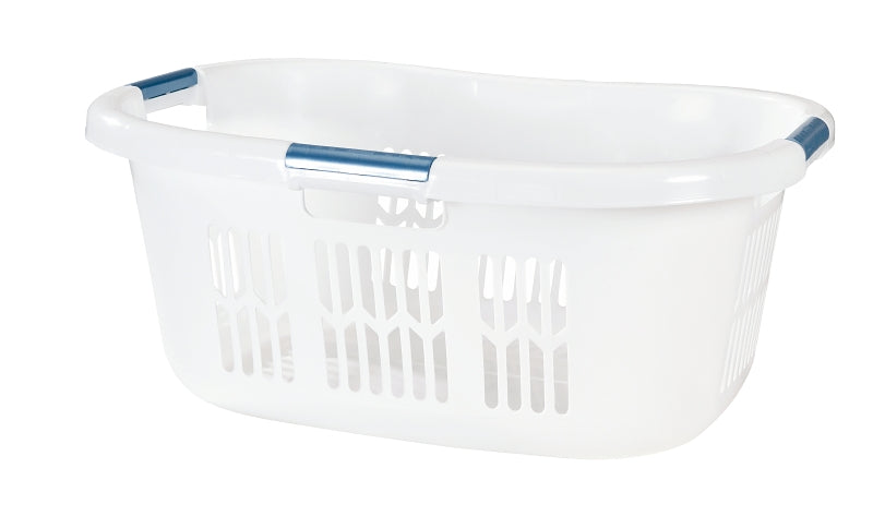 Rubbermaid Hip-Hugger FG299587WHTRB Large Basket, 2.1 bu Capacity, Plastic, White, 1-Compartment