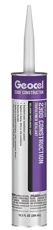 Geocel 2300 Series GC66103 Sealant, Black, 4 days Curing, 40 to 140 deg F, 10.3 fl-oz Cartridge