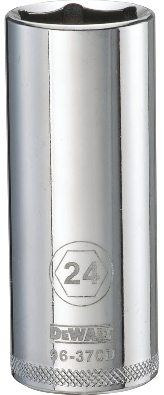 DeWALT DWMT96370OSP Drive Socket, 24 mm Socket, 1/2 in Drive, 6-Point, Vanadium Steel, Polished Chrome