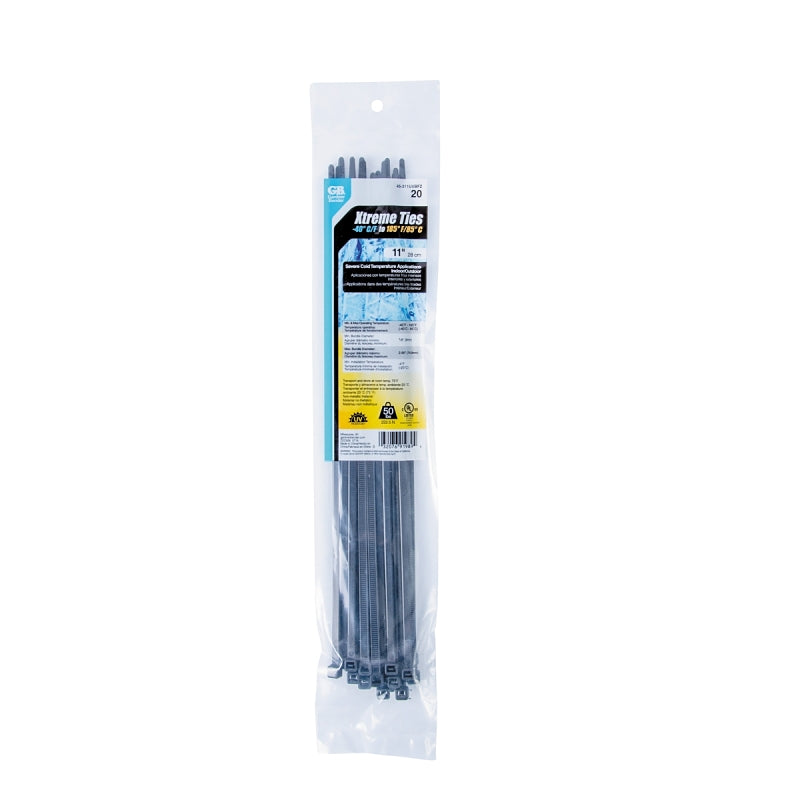 GB Xtreme 45-311UVBFZ Cable Tie, Nylon, Black