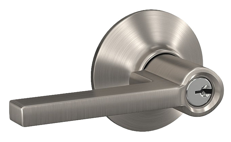 Schlage F Series F51VLAT619 Entry Lever, Mechanical Lock, Satin Nickel, Lever Handle, Metal, Residential, Grade 2 Grade