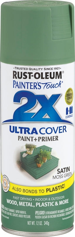 2X Ultra Cover 334075 Spray Paint, Satin, Moss Green, 12 oz, Can