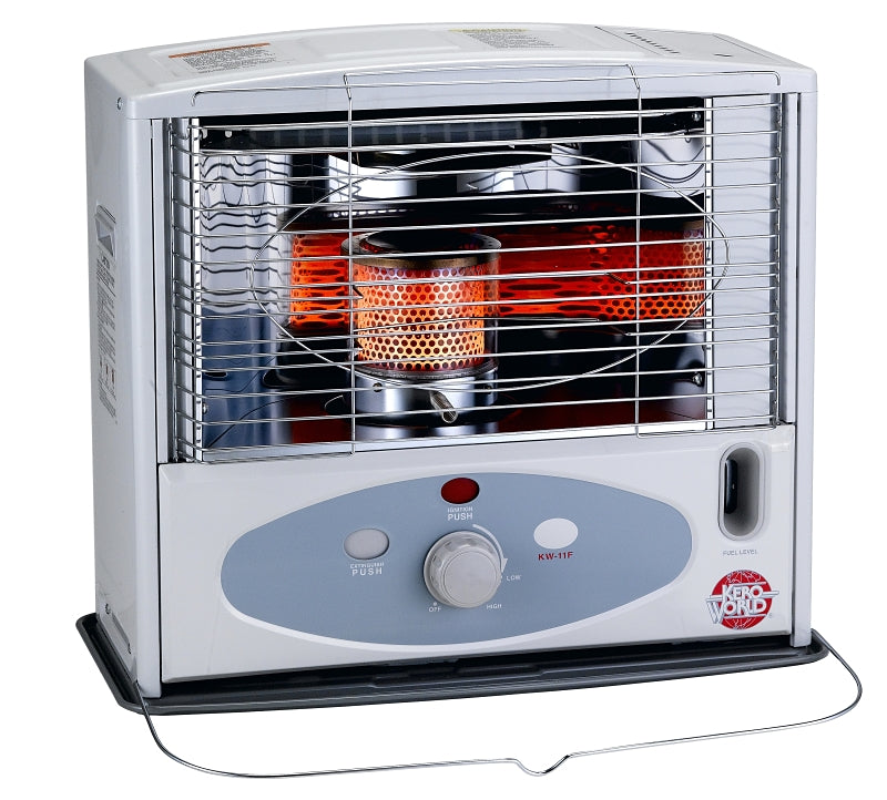 Kero World KW-11F Radiant Heater, 1 gal Fuel Tank, Kerosene, 100,000 Btu, 350 sq-ft Heating Area, Gray