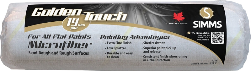 Golden Touch Superior Performance R-703 Roller Refill, 3/4 in Thick Nap, 9-1/2 in L, Microfiber Cover