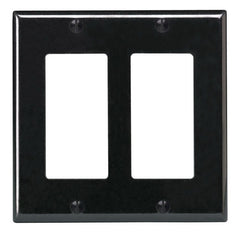 Decora 80409-E Wallplate, 4-1/2 in L, 4.56 in W, 2 -Gang, Thermoset Plastic, Black, Smooth
