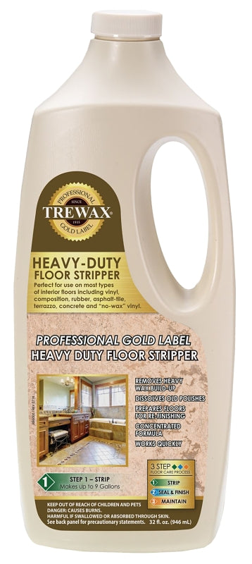 Trewax 887045027 Instant Wax Remover, 32 oz, Liquid, Ammonia, Bright Green