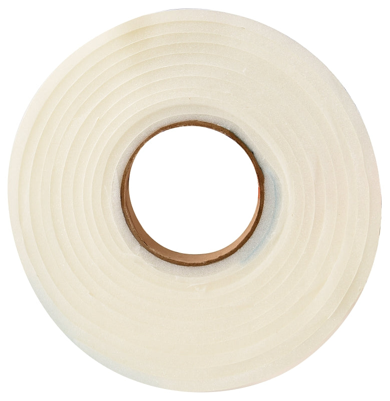 Frost King L34IH Foam Tape, 3/8 in W, 17 ft L, 1/4 in Thick, Polyfoam, White