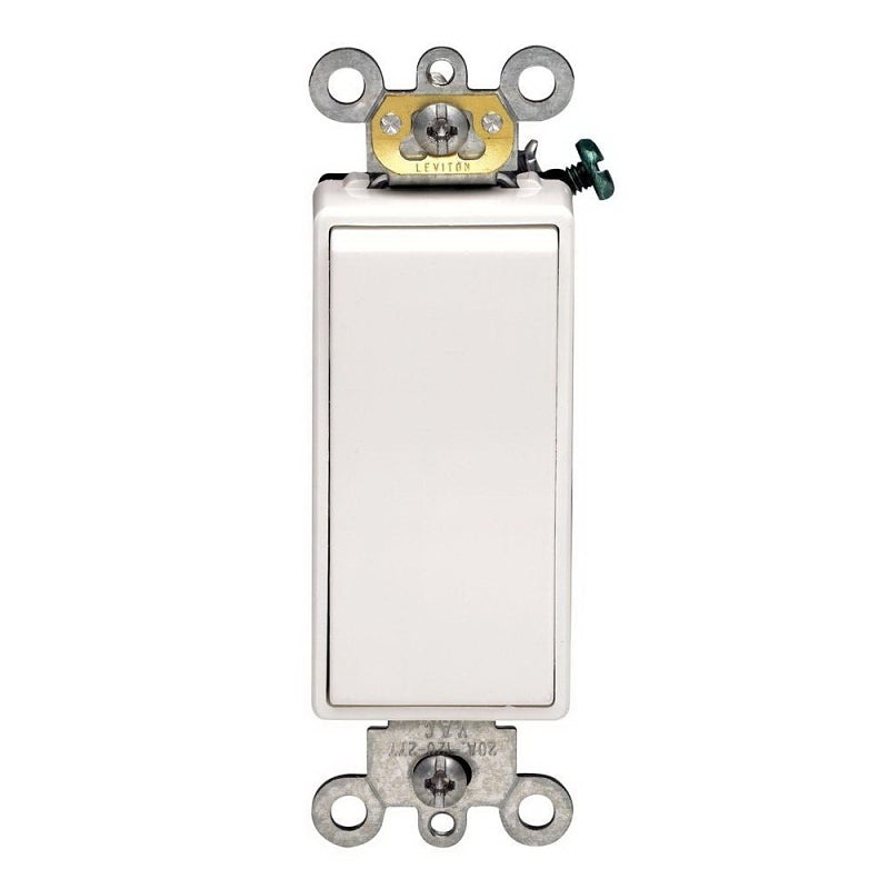 Decora Plus R52-05621-2WS Rocker Switch with Lockout, 16 A, 120/277 V, SPST, Lead Wire Terminal, White