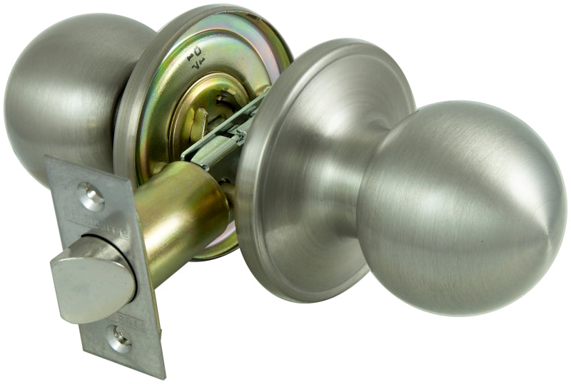 ProSource T3P30V-PS Passage Door Lockset, Knob Handle, Metal, Satin Nickel, 2-3/8 to 2-3/4 in Backset, 44 x 57 mm Strike