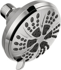 Delta 75661 Shower Head, 1.75 gpm, 1/2-14 Connection, NPT, 6-Spray Function, Plastic, Chrome, 4-3/8 in Dia