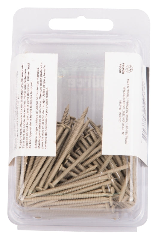 ProSource NTP-085-PS Panel Nail, 15D, 1-5/8 in L, Steel, Painted, Flat Head, Ring Shank, Tan, 171 lb