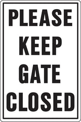 Hy-Ko 20523 Rural and Urban Sign, PLEASE KEEP GATE CLOSED, Black Legend, 18 in L x 12 in W Dimensions