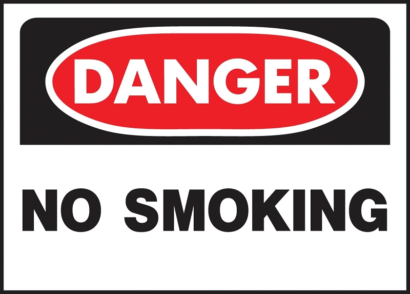 Hy-Ko 515 Danger Sign, Rectangular, NO SMOKING, Black Legend, White Background, Polyethylene