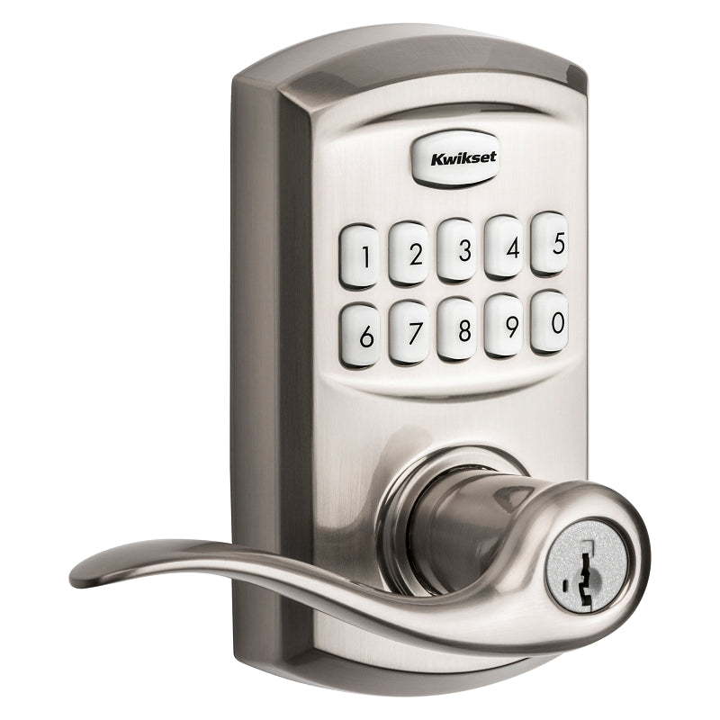 Kwikset 911TNL 15 SMT Deadbolt Lever, Satin Nickel, Residential, AAA Grade, Metal, Keypad Included, Universal Hand
