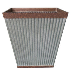 Southern Patio HDR-046851 Planter, 16 in H, 16 in W, 16 in D, Square, Resin, Rustic Galvanized, Silvery