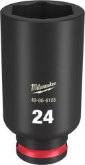 Milwaukee SHOCKWAVE Impact Duty Series 49-66-6165 Deep Impact Socket, 24 mm Socket, 3/8 in Drive, Square Drive, 6-Point