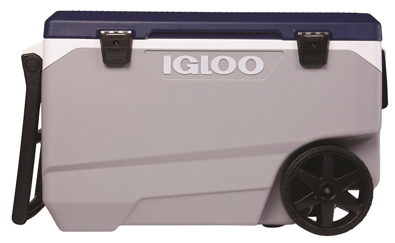 IGLOO 34818 Maxcold Latitude Rolling Cooler, 90 qt Cooler, Plastic, Blue/Gray, 5 days Ice Retention