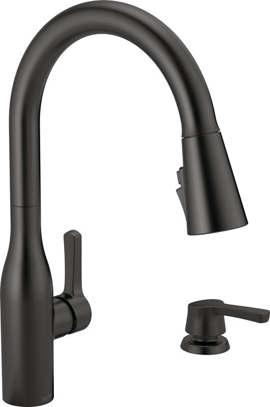 Delta Marca Series 19780Z-BLSD-DST Kitchen Faucet, 1.8 gpm, 1-Faucet Handle, 4-Faucet Hole, Metal, Matte, Deck