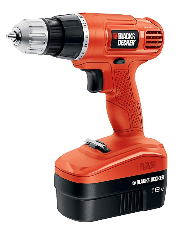 Black+Decker GC181C Drill, Battery Included, 18 V, 3/8 in Chuck, Keyless Chuck
