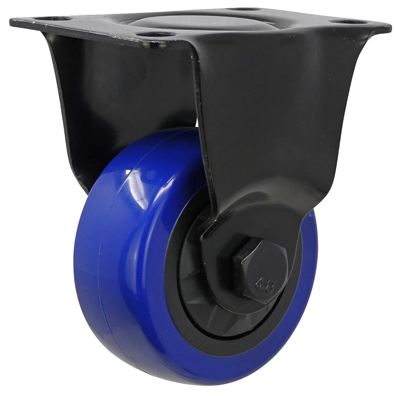 Shepherd Hardware 3659 Rigid Caster, 3 in Dia Wheel, TPU Wheel, Black/Blue, 225 lb, Polypropylene Housing Material