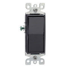 Decora R65-05601-2ES Rocker Switch with Ground Screw, 15 A, 120/277 V, SPST, Lead Wire Terminal, Black
