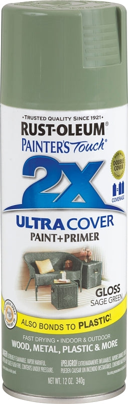 2X Ultra Cover 249094 Spray Paint, Gloss, Sage Green, 12 oz, Can