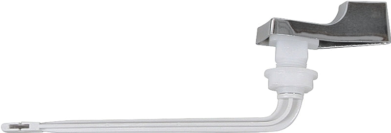ProSource Toilet Flush Lever, Front Mounting, 4 in L Flush Arm, Plastic, Chrome