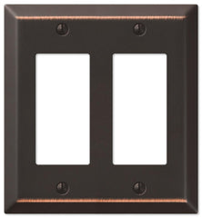 Amerelle Century 163RRDB Wallplate, 4-15/16 in L, 4-9/16 in W, 2 -Gang, Steel, Bronze