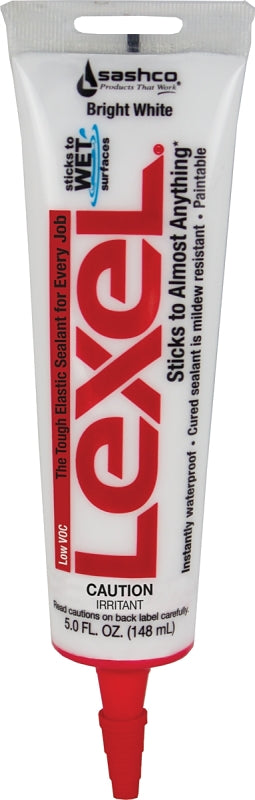 Lexel 13043 Elastic Sealant, White, 7 days Curing, 0 to 120 deg F, 10.5 oz Squeeze Tube