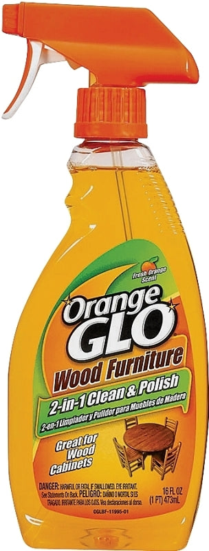Orange Glo 11995 Cleaner and Polish, 16 oz, Bottle, Liquid, Orange
