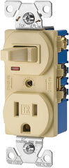 Eaton TR274V Combination Switch, 1-Pole, 15 A, 120/125 V, NEMA: NEMA 5-15R, Ivory