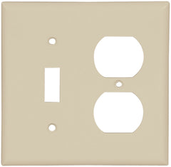 Eaton Wiring Devices 2138V-BOX Combination Wallplate, 4-1/2 in L, 4-9/16 in W, 2 -Gang, Thermoset, Ivory