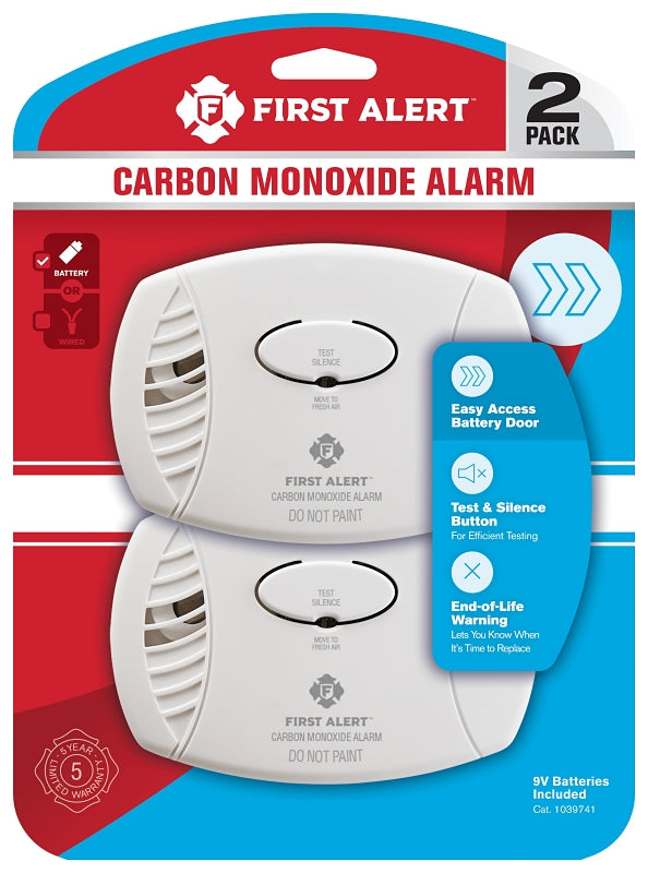 First Alert 1039741 Carbon Monoxide Alarm, 85 dB, Alarm: Audible, Electrochemical Sensor