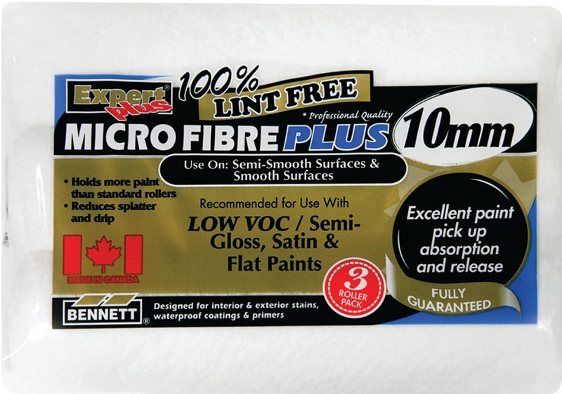 BENNETT 3PK M88 10MM Roller Refill, 10 mm Thick Nap, 240 mm L, Microfiber Cover