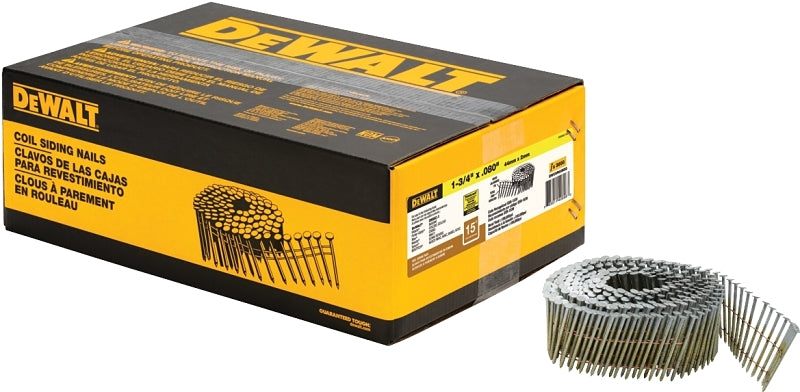 DeWALT DWC5R80BDG Siding Nail, 1-3/4 in L, 14 ga Gauge, Steel, Galvanized, Round Head, Ring Shank