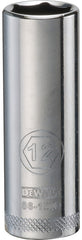 DeWALT DWMT86100OSP Drive Socket, 12 mm Socket, 1/4 in Drive, 6-Point, Steel, Polished Chrome Vanadium