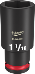 Milwaukee SHOCKWAVE Impact Duty Series 49-66-6231 Deep Impact Socket, 1-1/16 in Socket, 1/2 in Drive, Square Drive