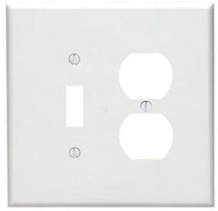 Leviton 88105 Combination Wallplate, 5-1/4 in L, 3-1/2 in W, Oversized, 2 -Gang, Plastic, White, Device Mounting